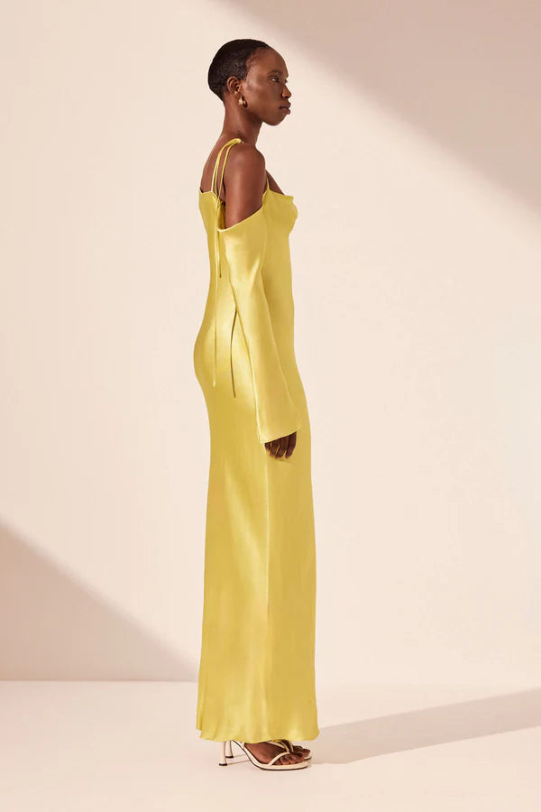 Sofia Asymmetrical L/S Maxi Dress - Lime