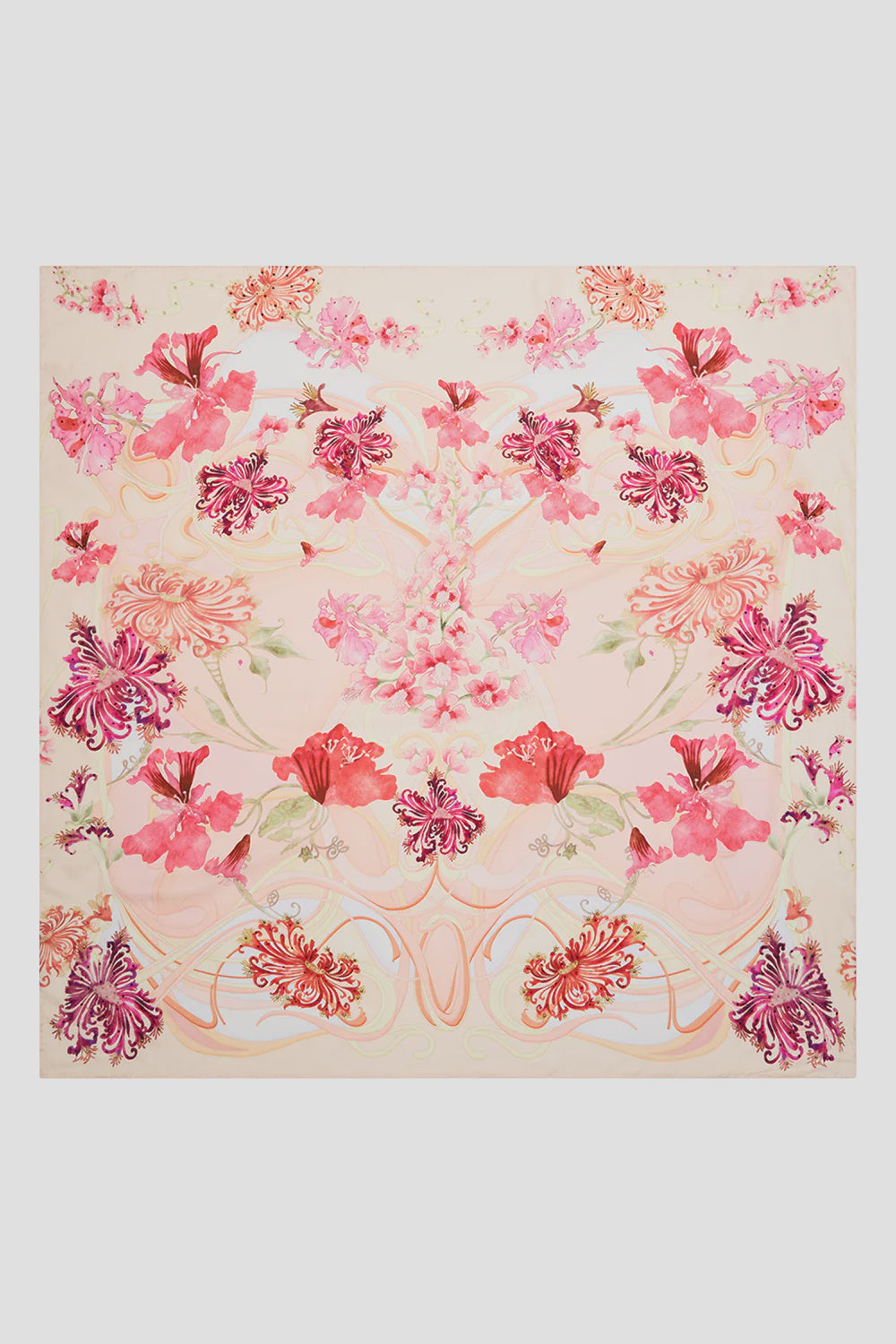 Large Square Scarf - Blossoms and Brushstrokes