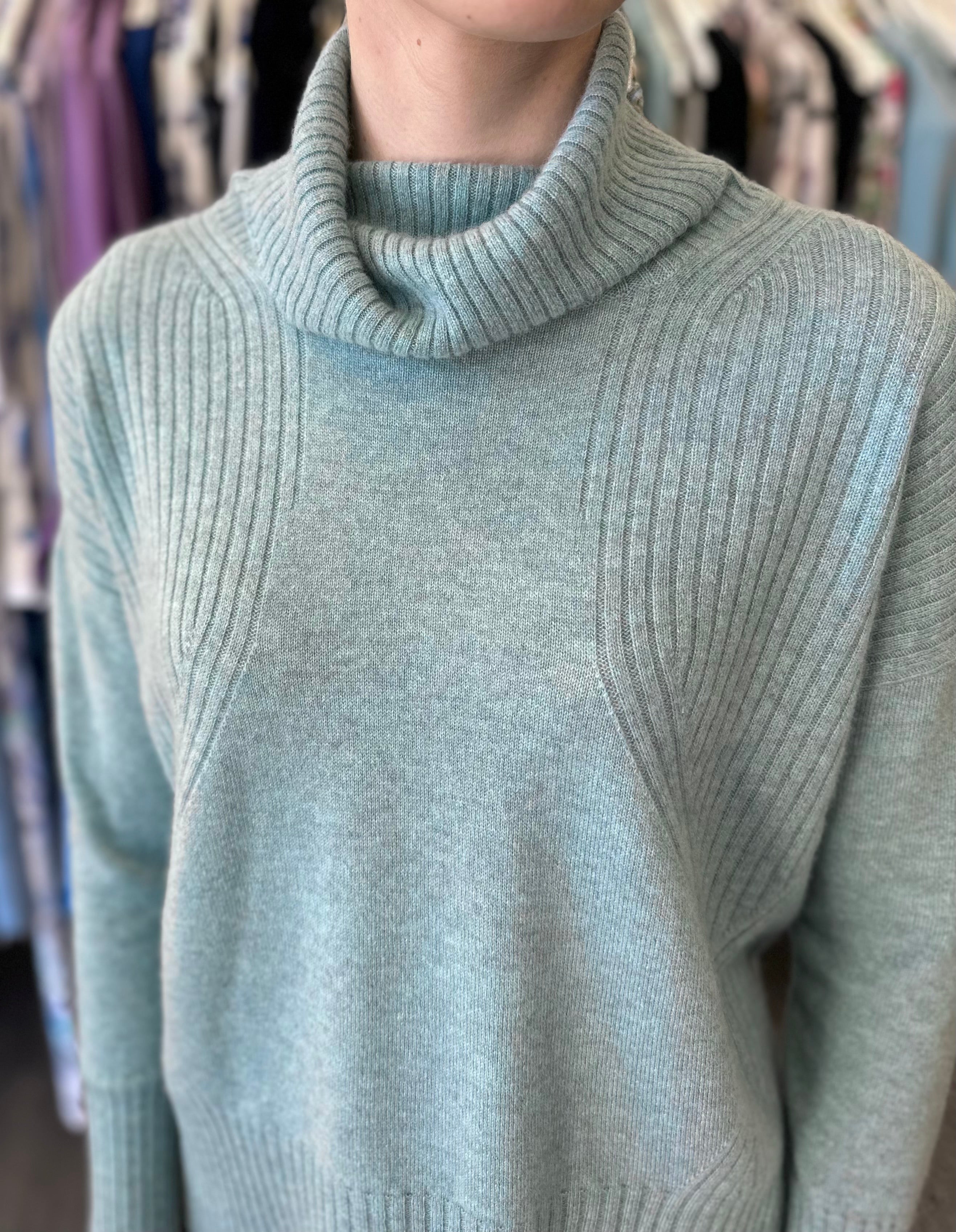 Ribbed Roll Neck Knit - Oasis