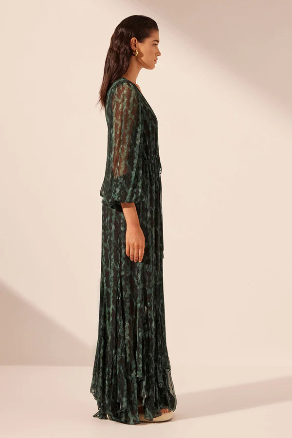Remi Lace Front Maxi Dress - Rosemary/Black