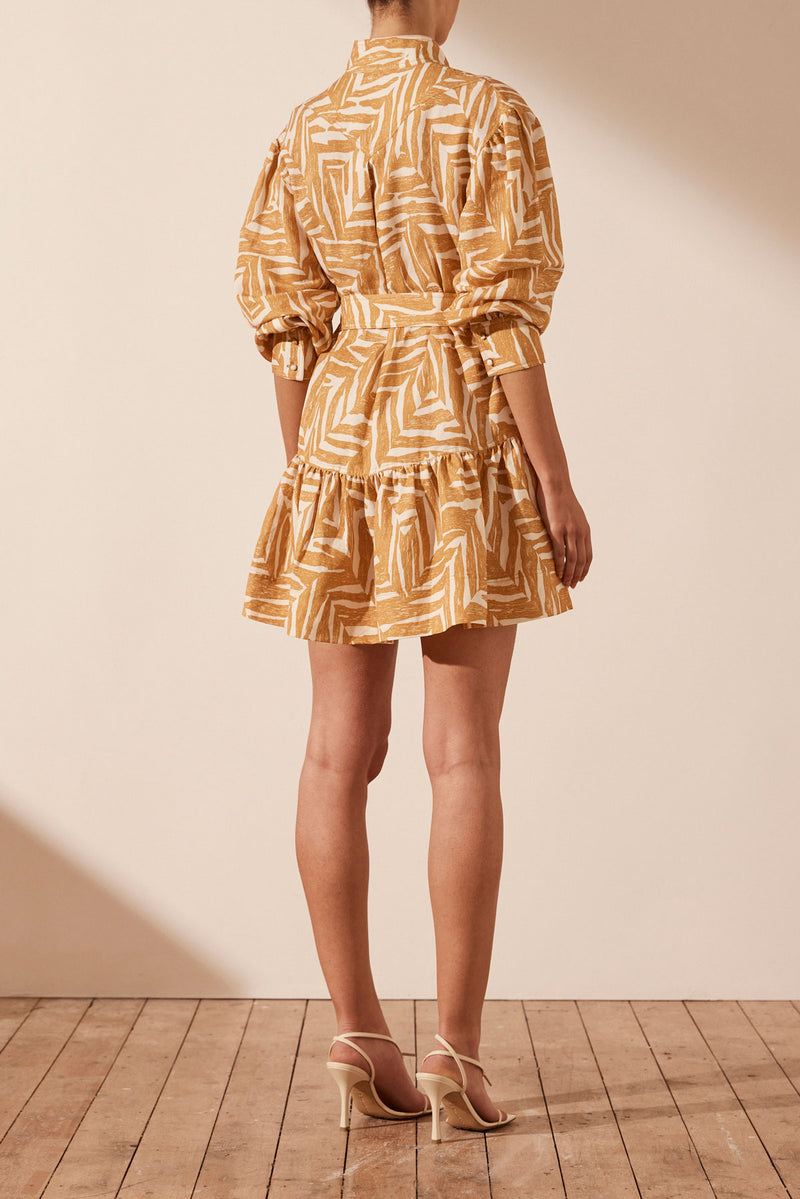 Imani Long Sleeve Mini Dress - Ivory/Ginger