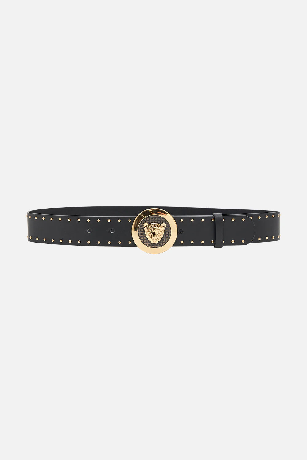 Leopard Button Belt - Black