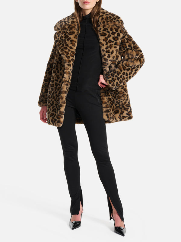 Minimalist Faux Fur Jacket - Spotted Leopard