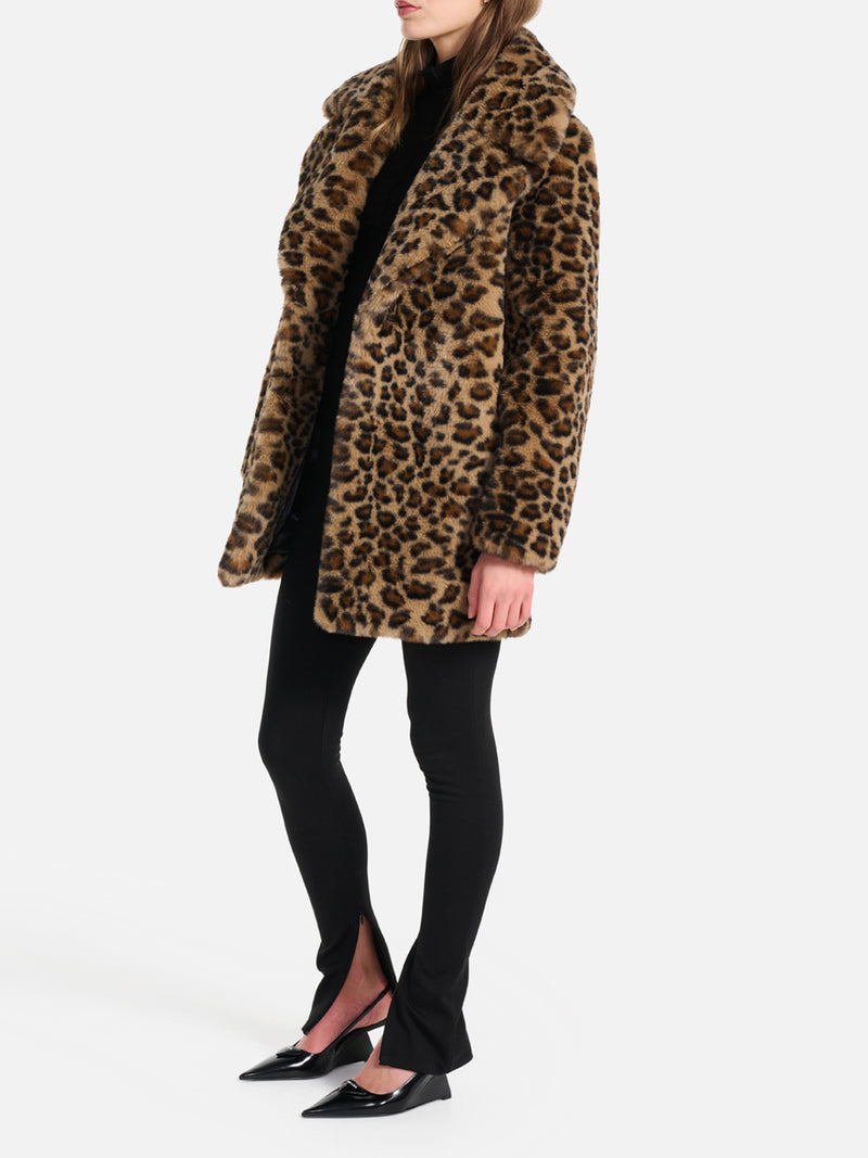 Minimalist Faux Fur Jacket - Spotted Leopard