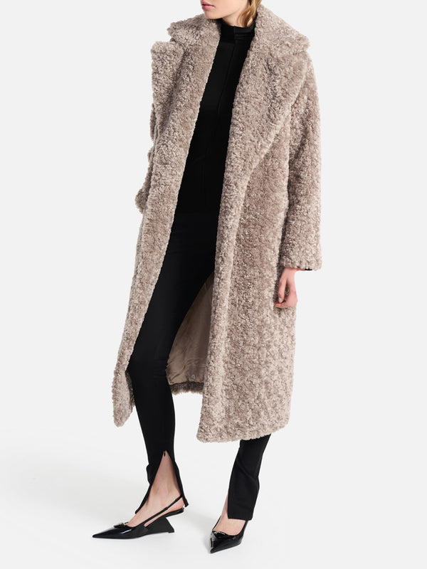 Shaggy Faux Fur Jacket - Taupe