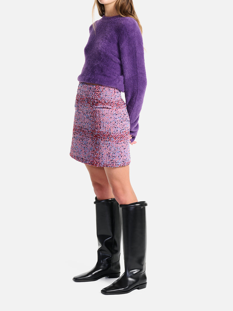 Neve Wool Mini Skirt - Meadow Violet Tweed