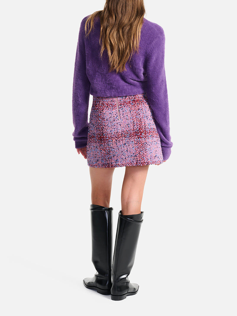 Neve Wool Mini Skirt - Meadow Violet Tweed