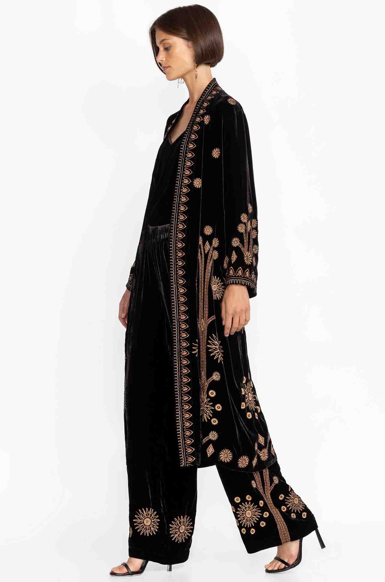 Heidi Velvet Kimono Coat - Black