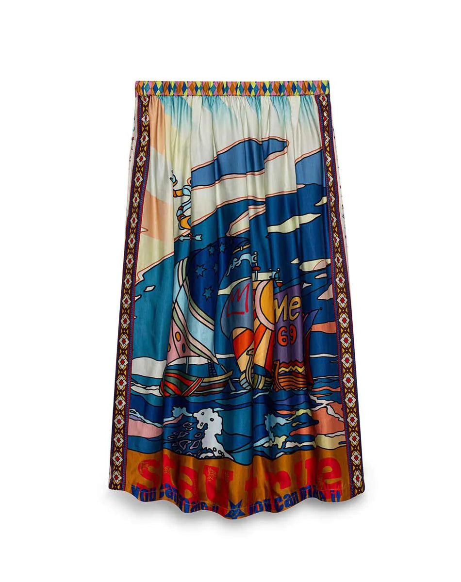 Vanessa Printed Midi Skirt - Nautical