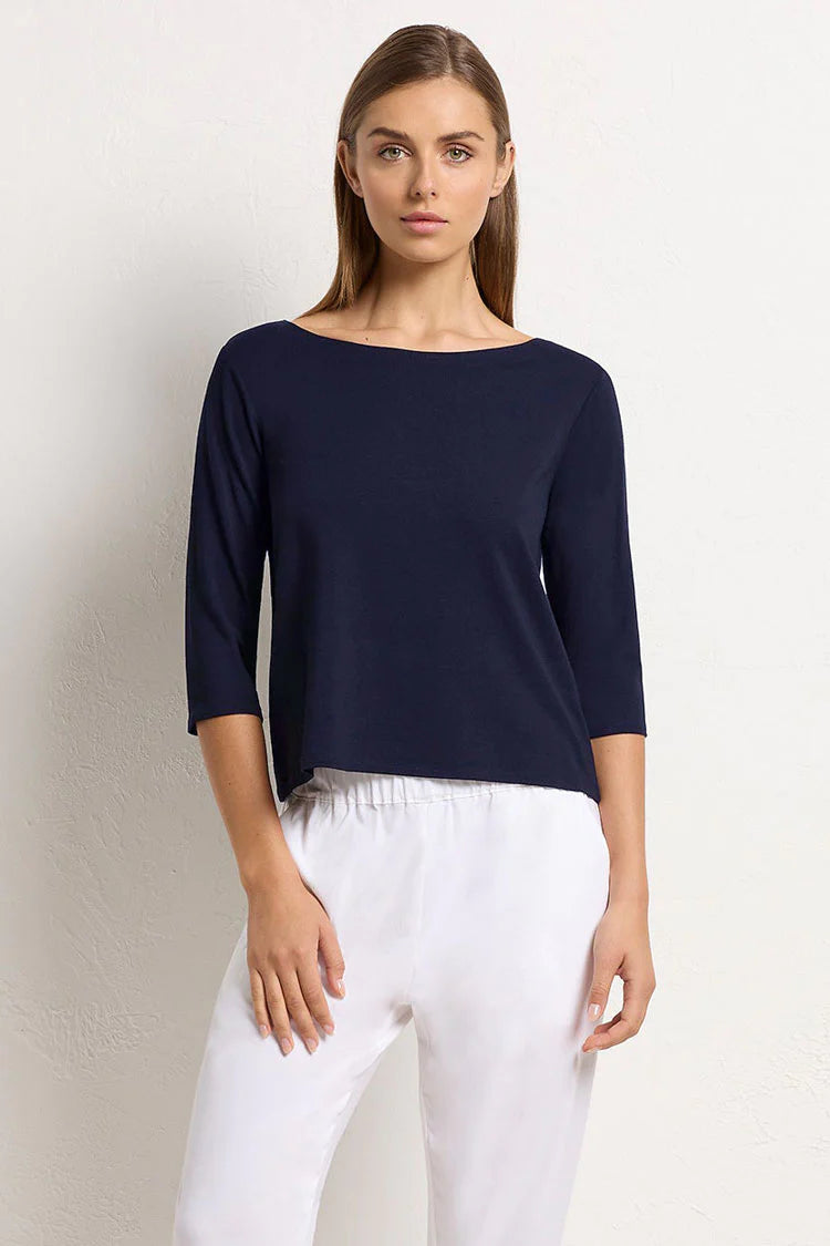 Relaxed Boat Neck - Navy