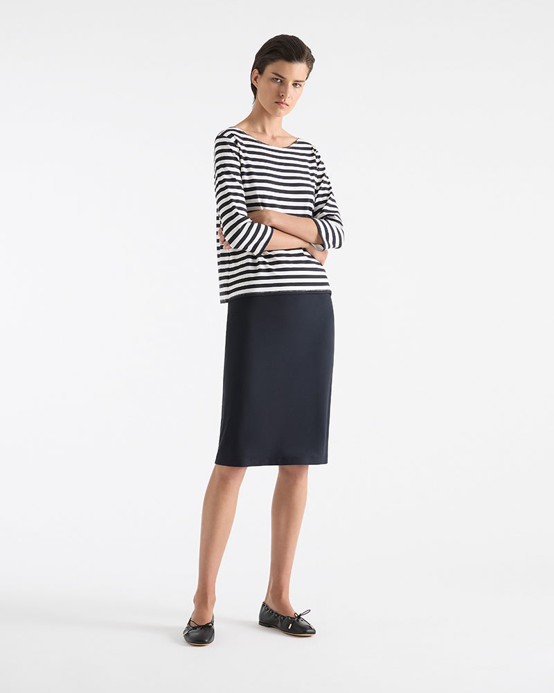 Relaxed Boat Neck - Bevel Stripe Knit