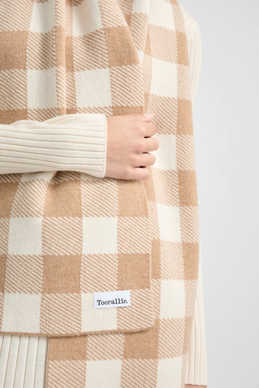 Checked Wool Scarf - Cashew