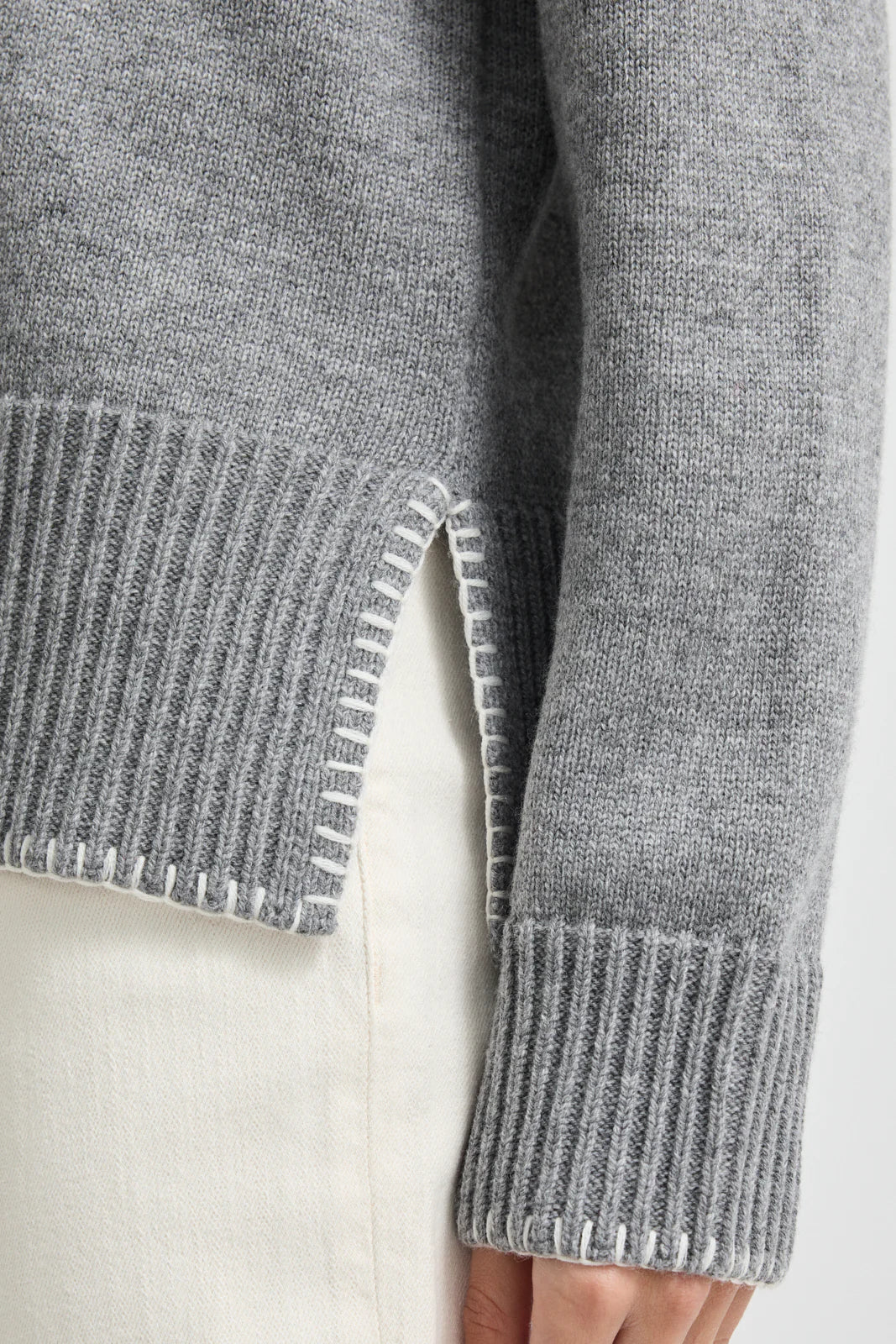 Blanket Stitch Jumper - Mid Grey