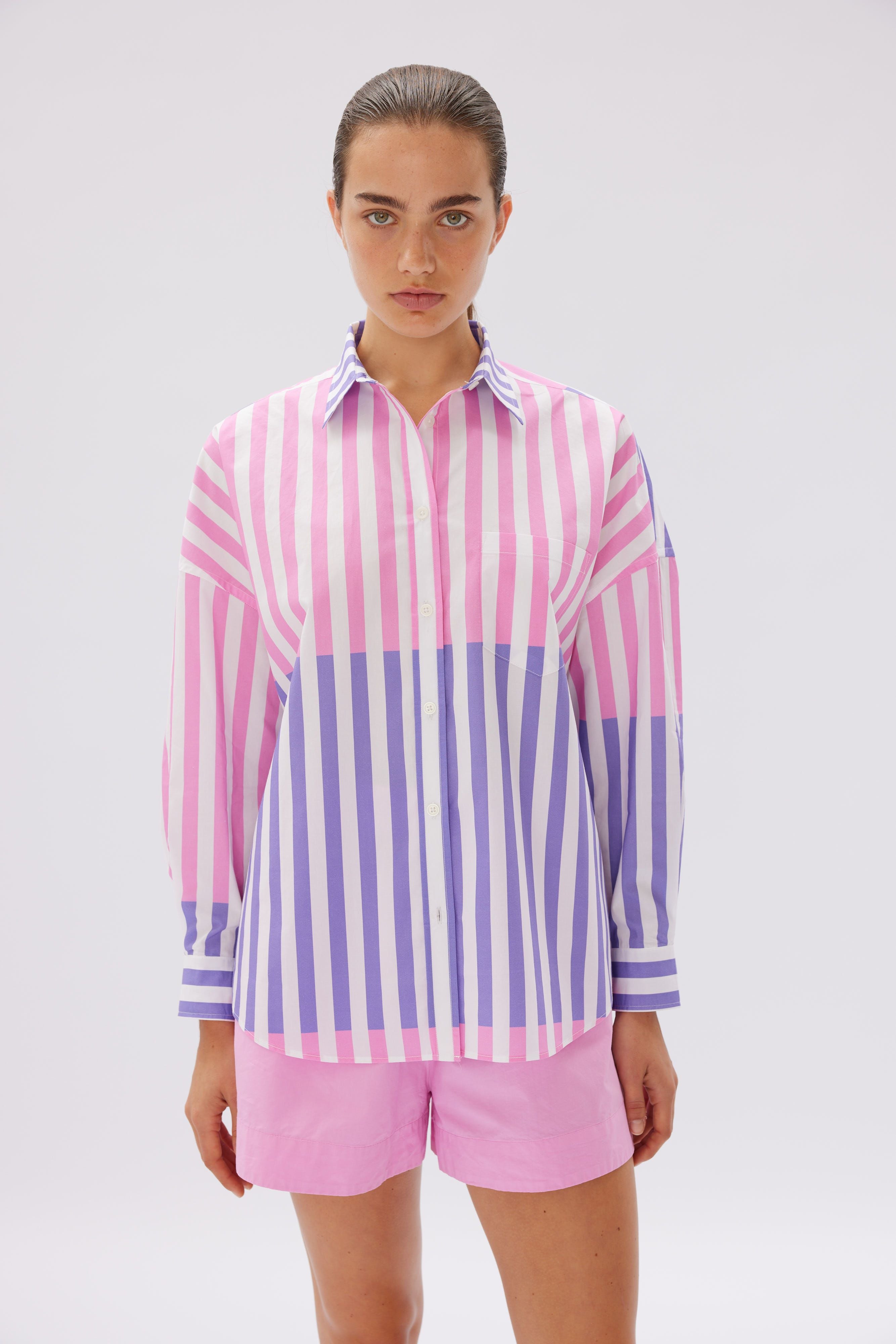 Chiara Shirt Stripe - UVA/Bubblegum