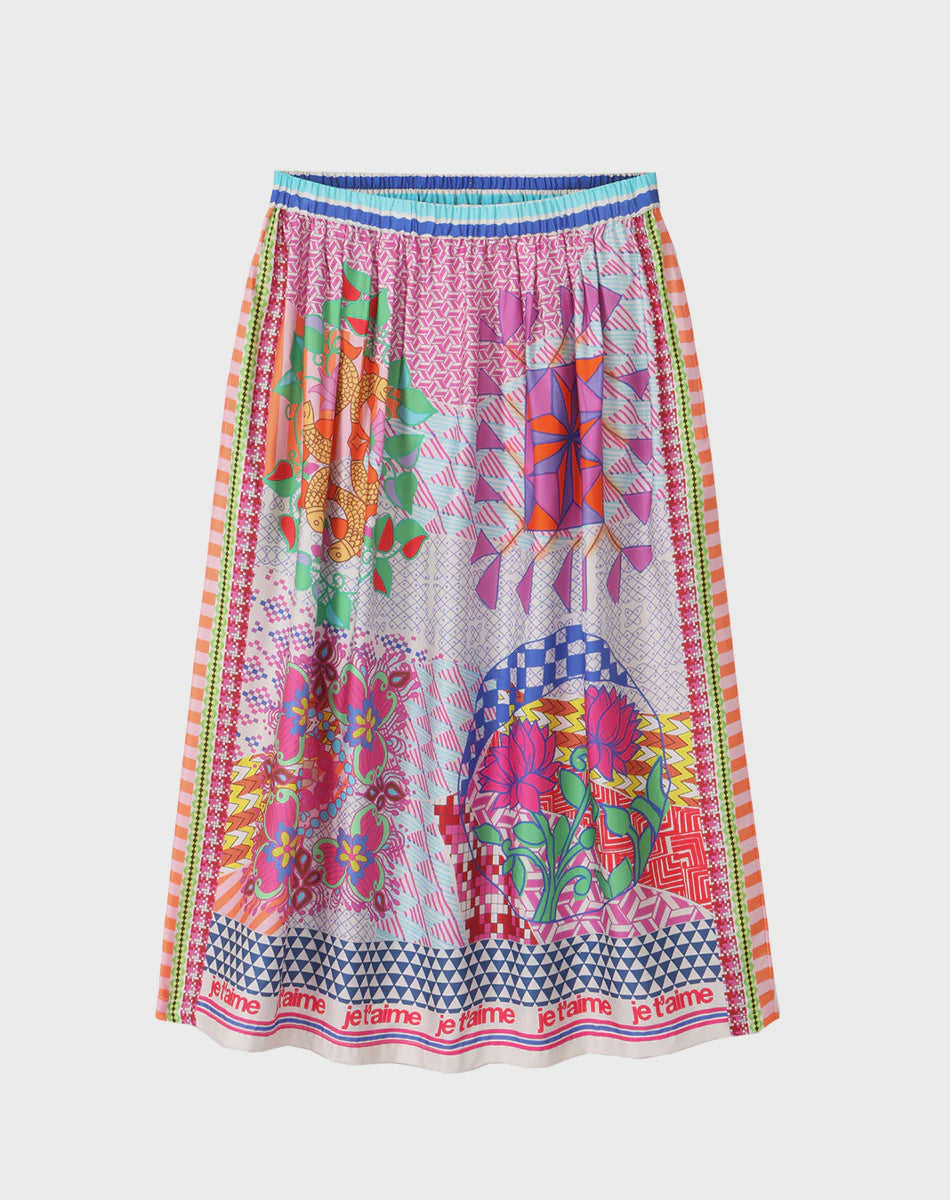 Elizabeth Printed Midi Skirt - Rangoli