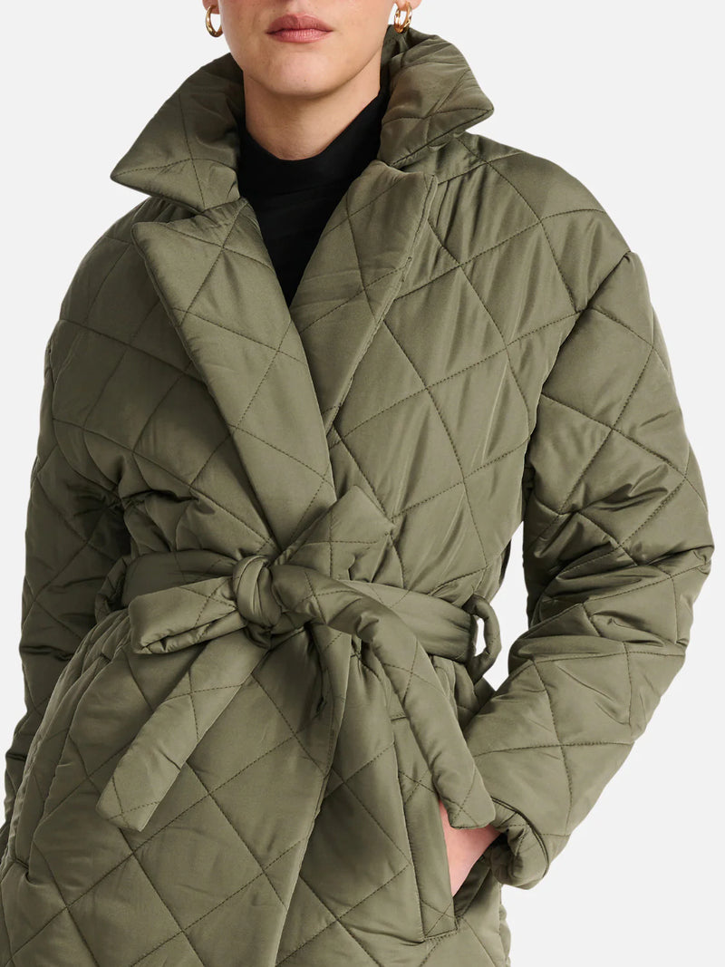 Mia Longline Quilted Jacket - Hunter Green