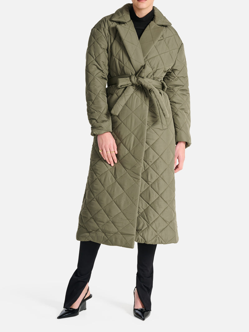 Mia Longline Quilted Jacket - Hunter Green