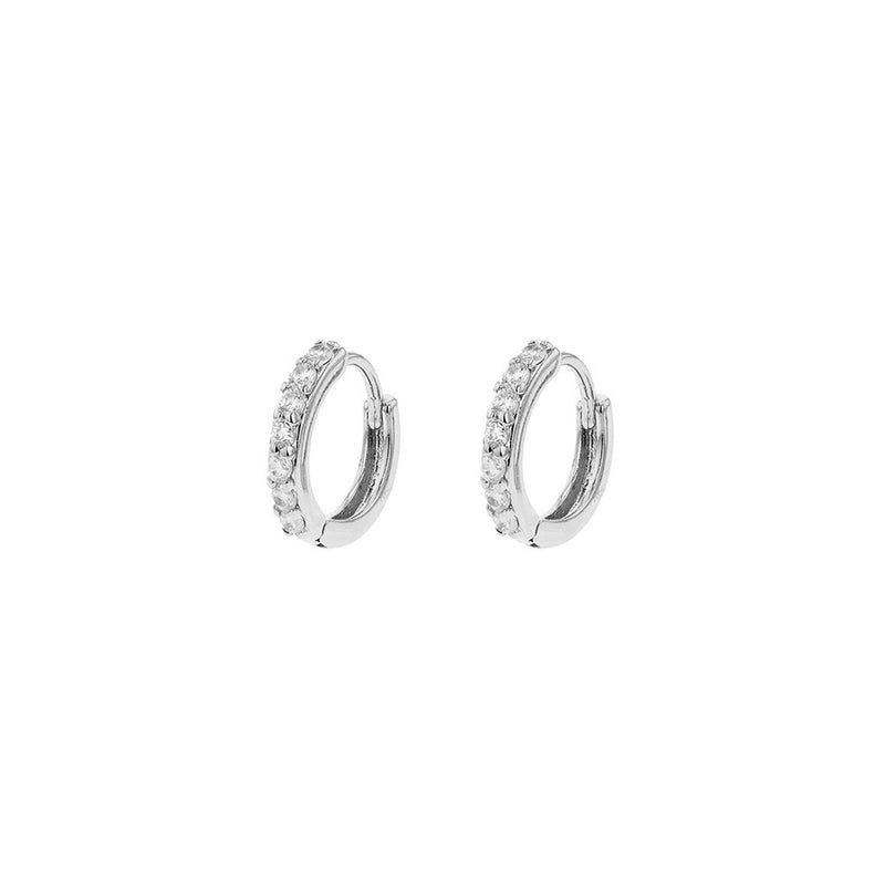 Small Crystal Hoops - Silver