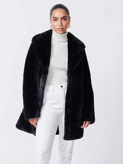 Minimalist Faux Fur Jacket - Black