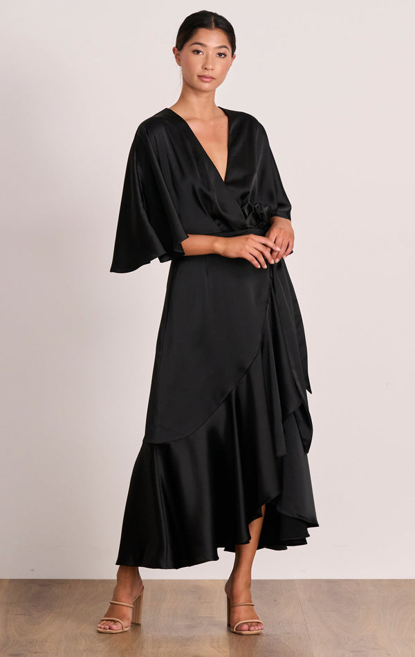 Seeker Cape Midi Dress - Black