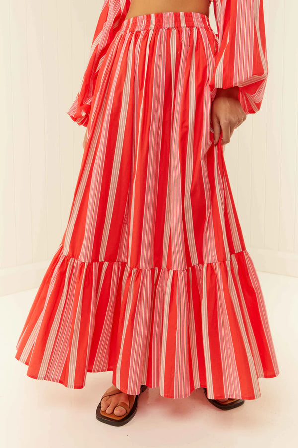Audrey Skirt - Pink & Red Stripe