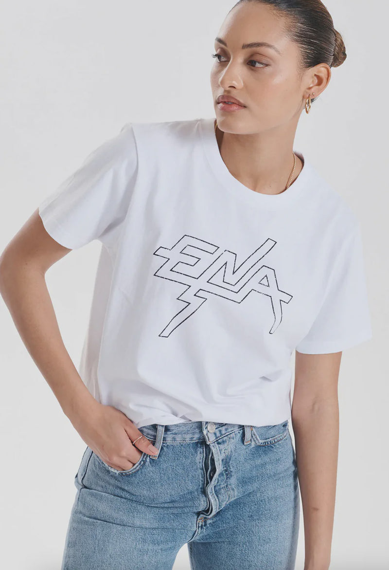 Ena Block Logo Graphic Tee - White